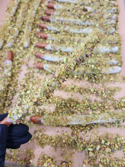 White Chocolate Pistachio Pretzels-One Dozen